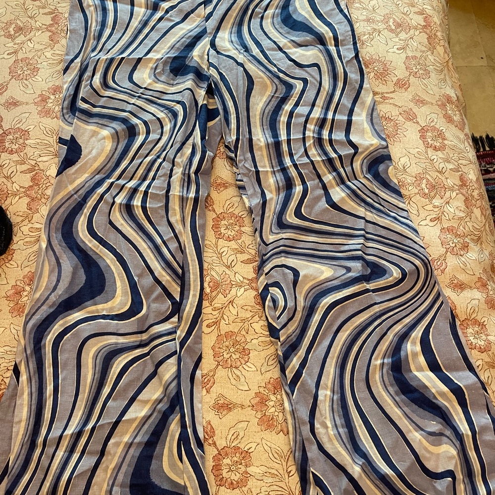 Zara Blue and White Striped Pants